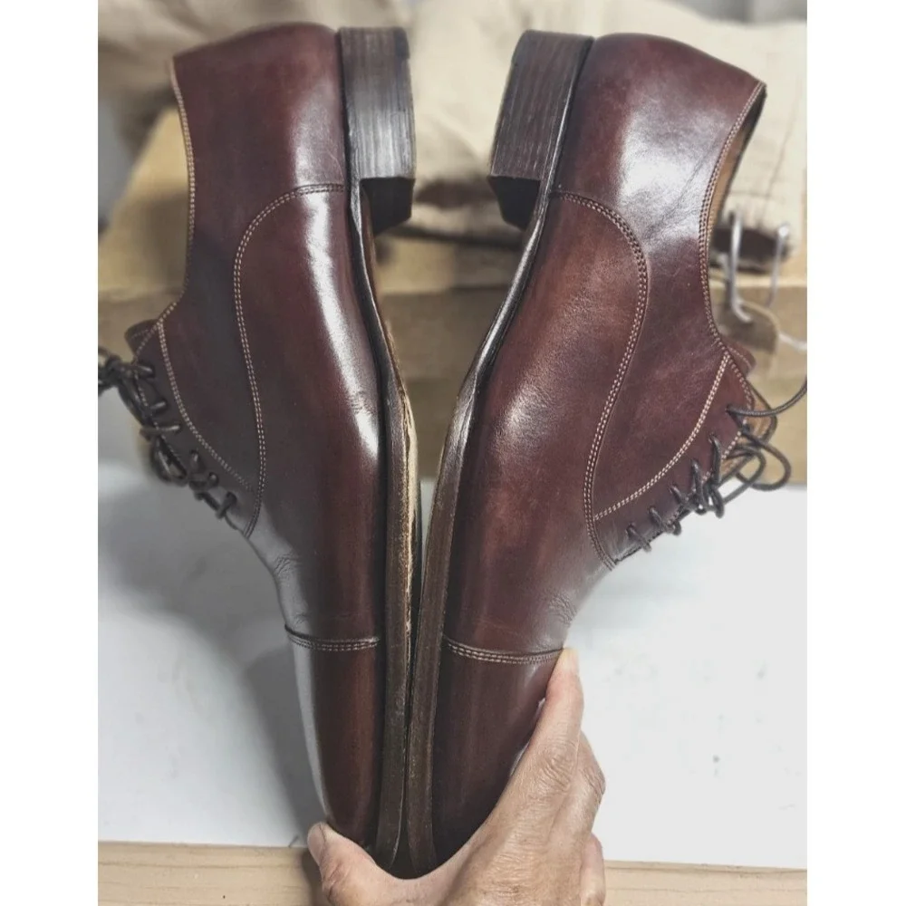 VTG SANTONI Andrea Santoni Italian handmade oxford lacing brown mens 12D